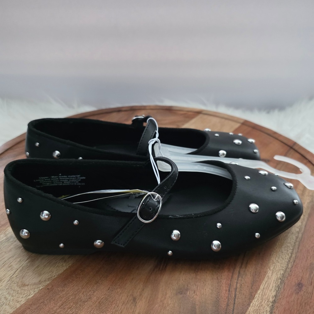 Art Class Madison Flats Kids Size 4 Black NEW Studded Mary Jane Shoes